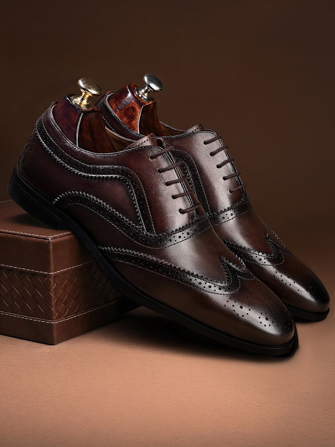Brunette Brown Italian Crust Leather Formal Brogue