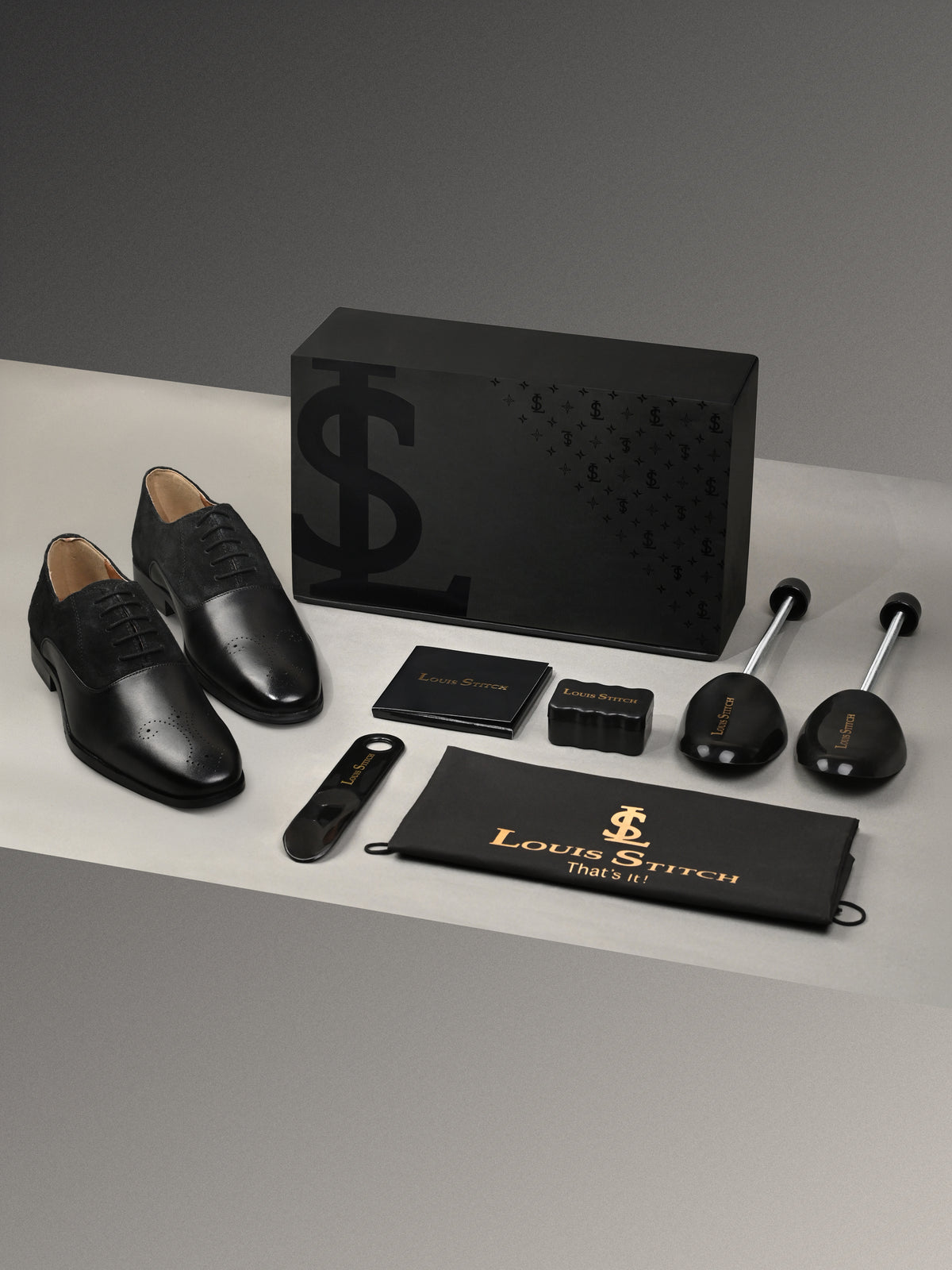 Jet Black Italian Crust Leather Formal Brogue
