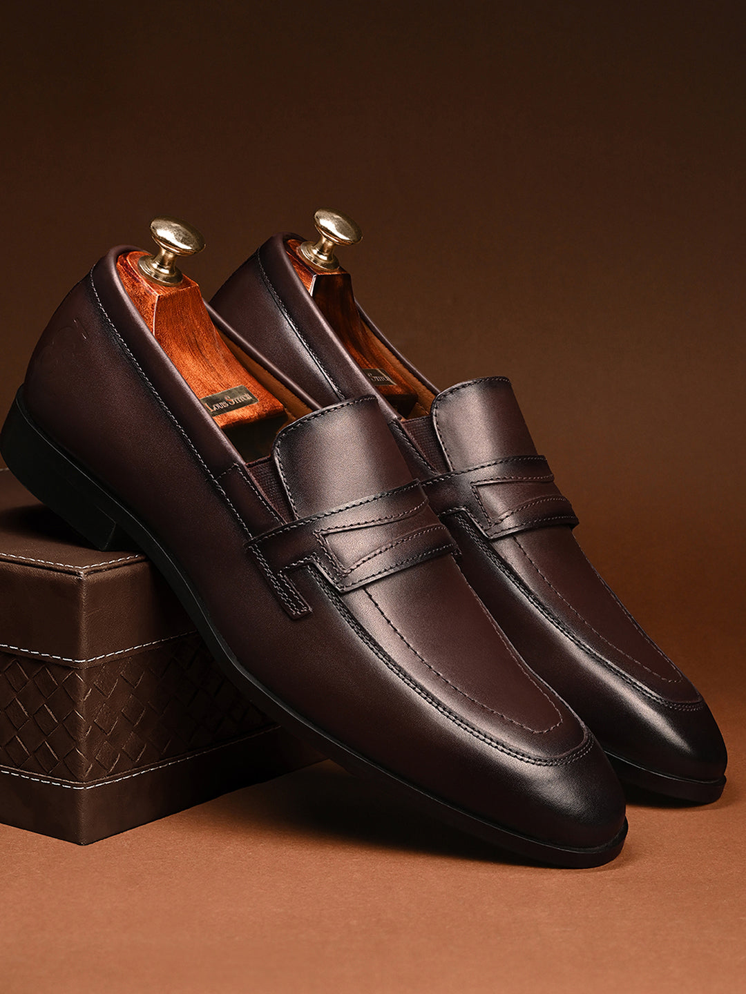 Brunette Brown Italian Crust Leather Formal Moccasins