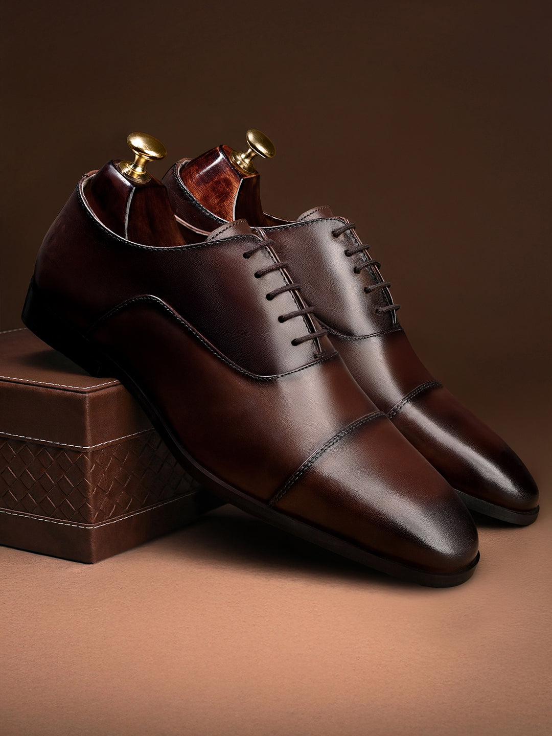 Brunette Brown Italian Crust Leather Formal Derbys