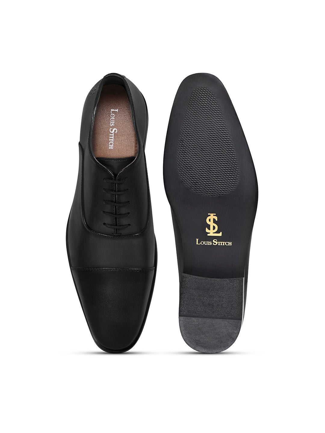 Jet Black Italian Crust Leather Formal Derbys