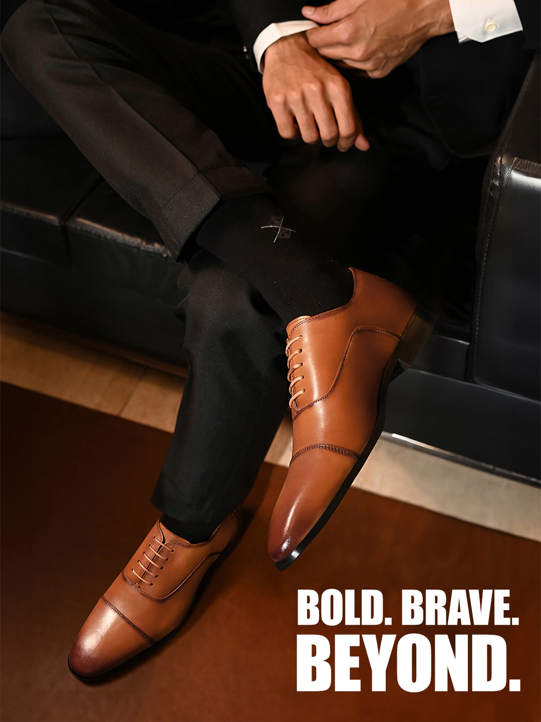 Russet Tan Italian Crust Leather Formal Derbys