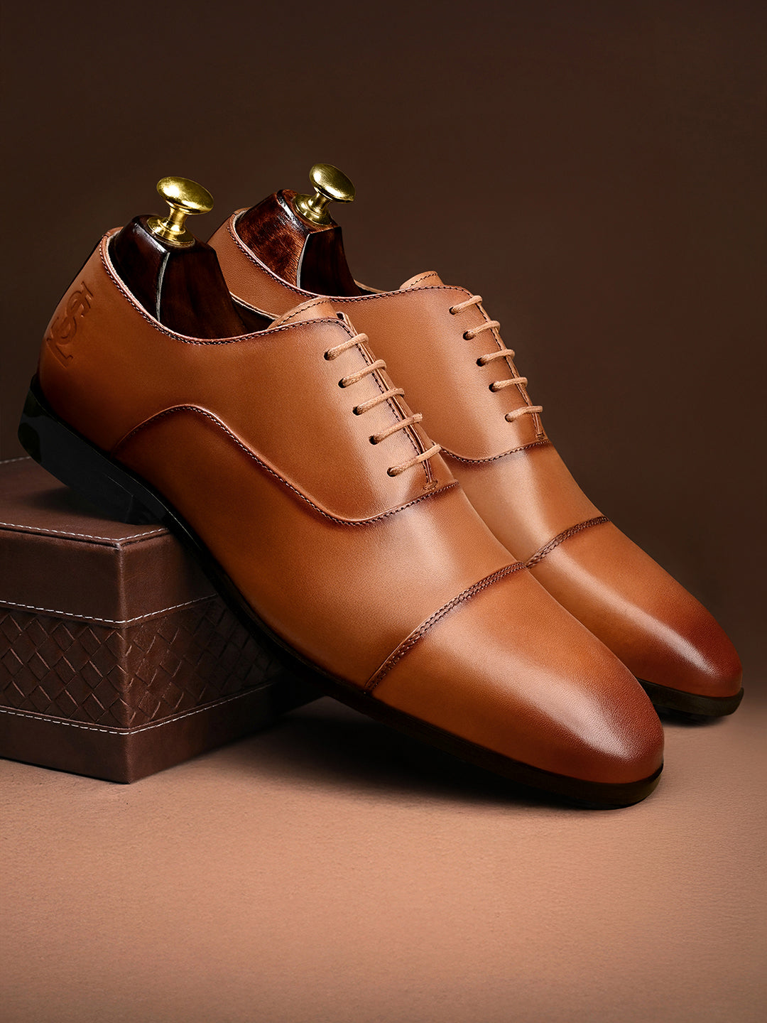 Russet Tan Italian Crust Leather Formal Derbys
