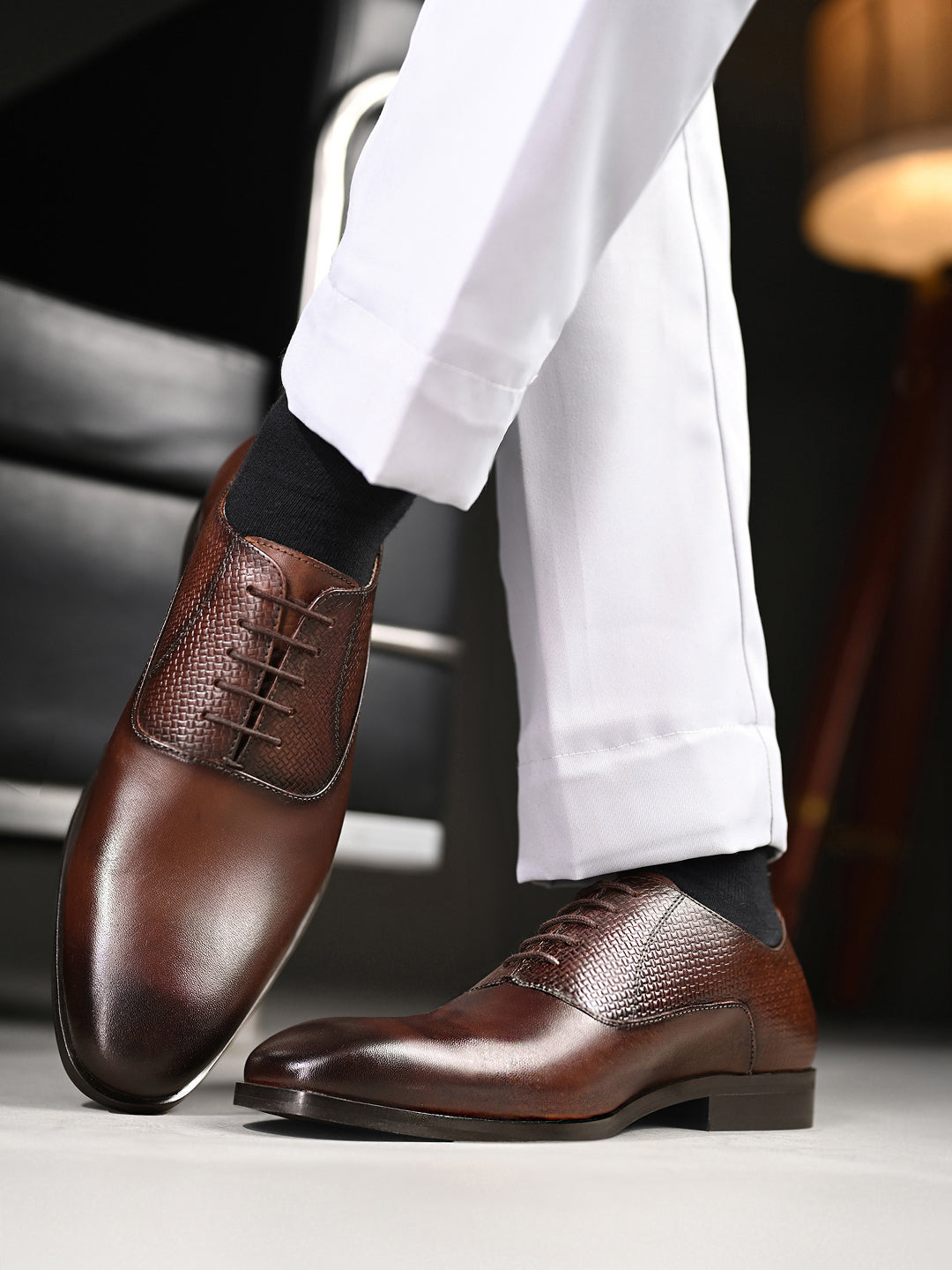 Brunette Brown Italian Crust Leather Formal Derbys