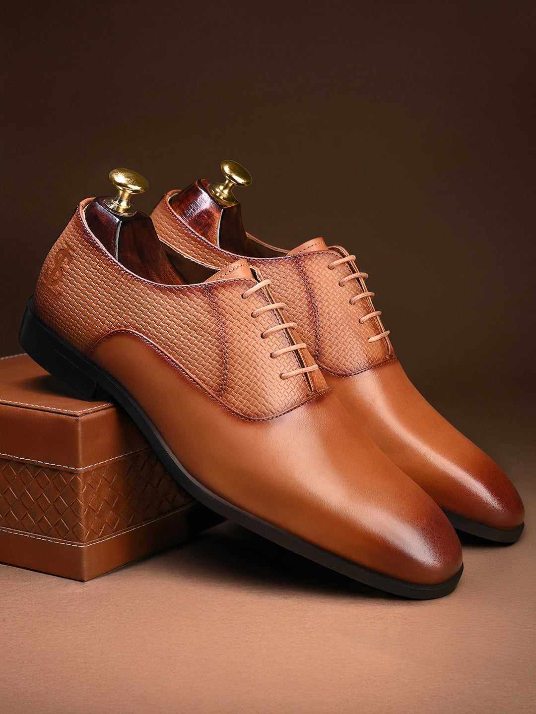 Russet Tan Italian Crust Leather Formal Derbys