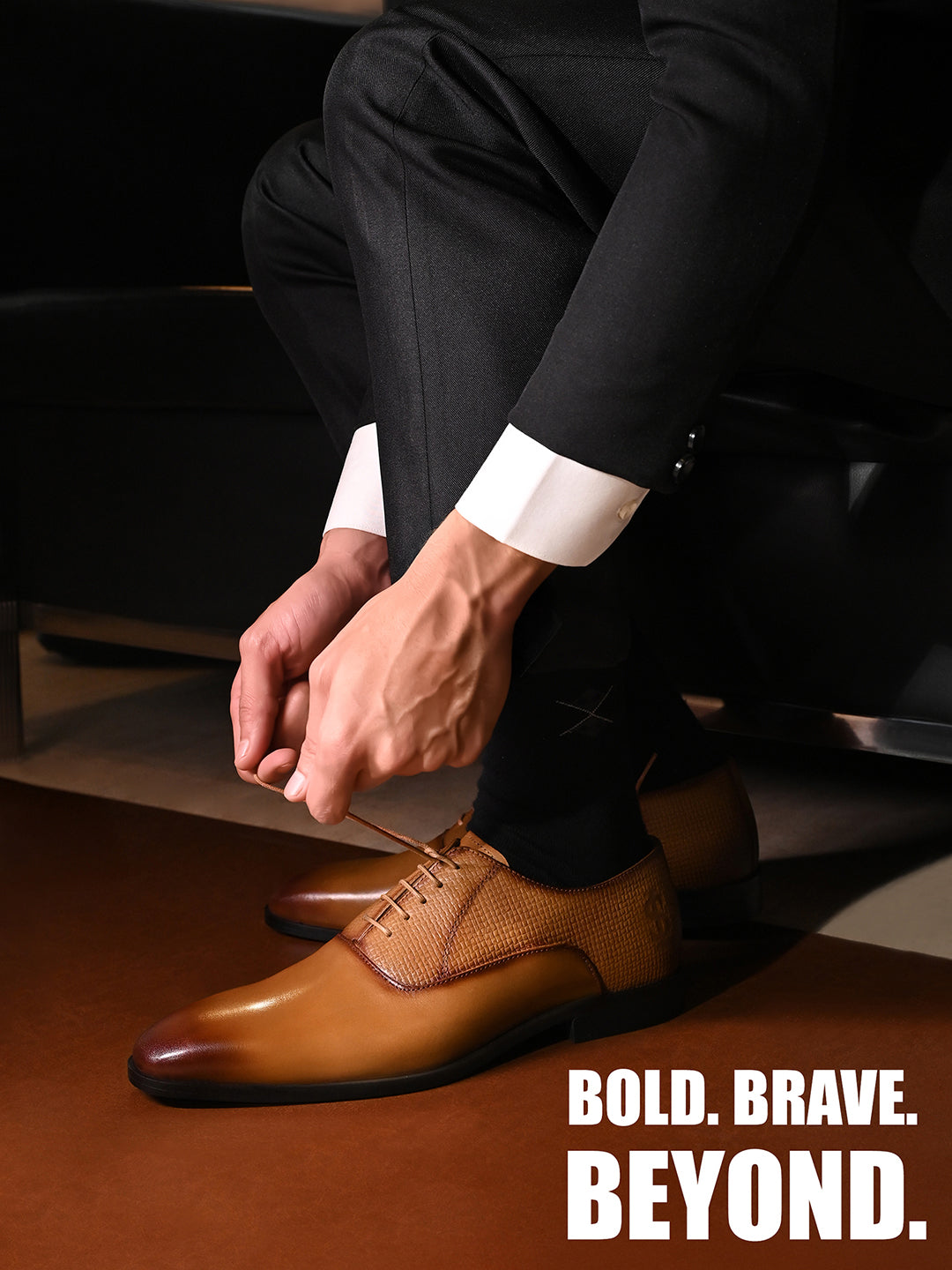 Russet Tan Italian Crust Leather Formal Derbys