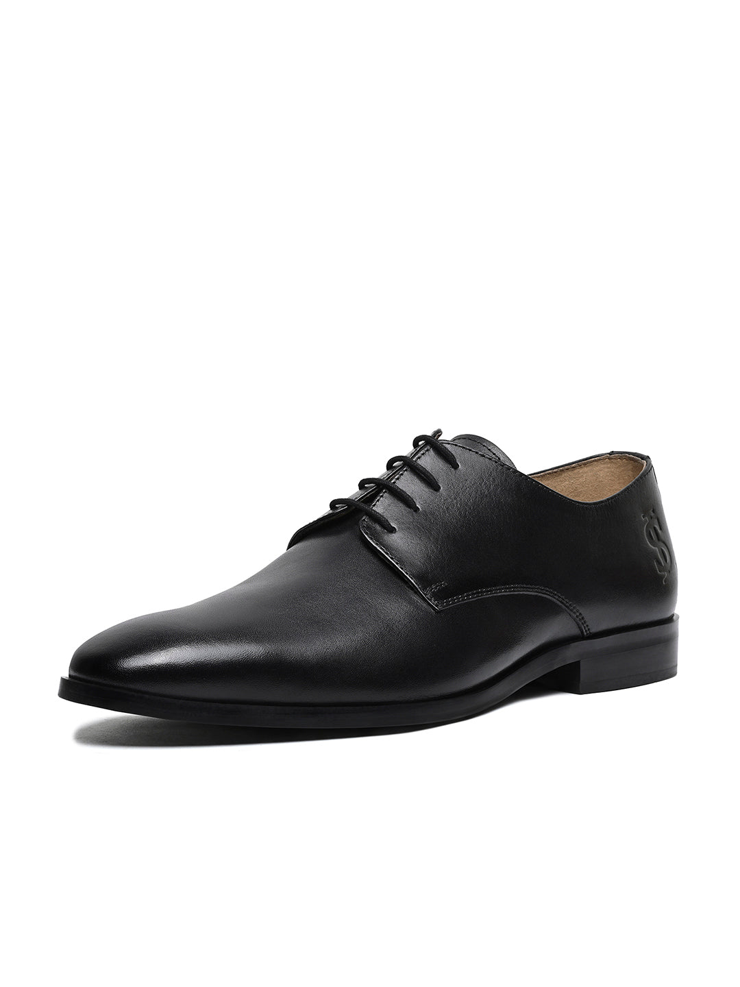 Jet Black Italian Crust Leather Formal Derby