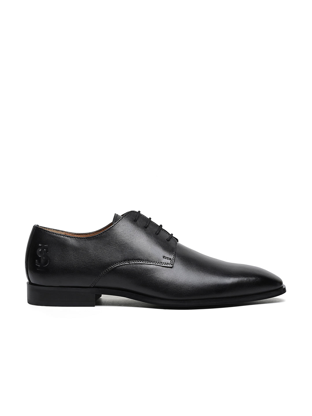 Jet Black Italian Crust Leather Formal Derby