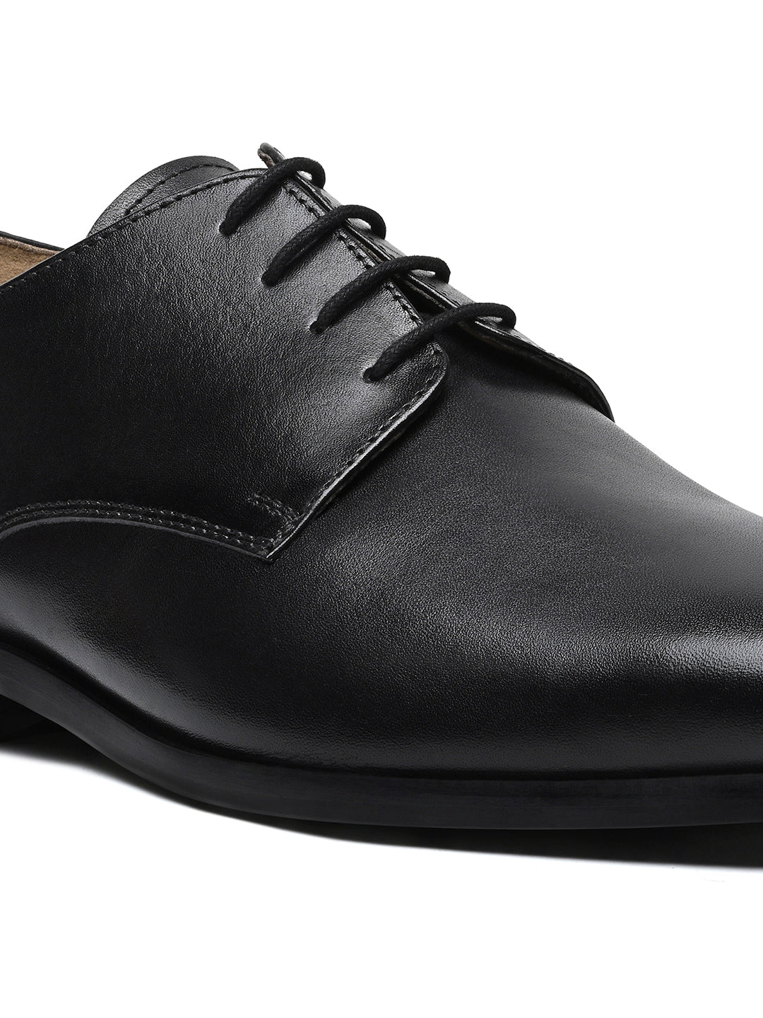 Jet Black Italian Crust Leather Formal Derby