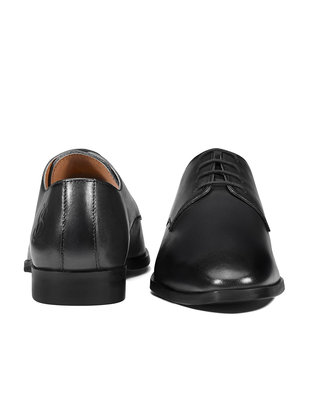 Jet Black Italian Crust Leather Formal Derby
