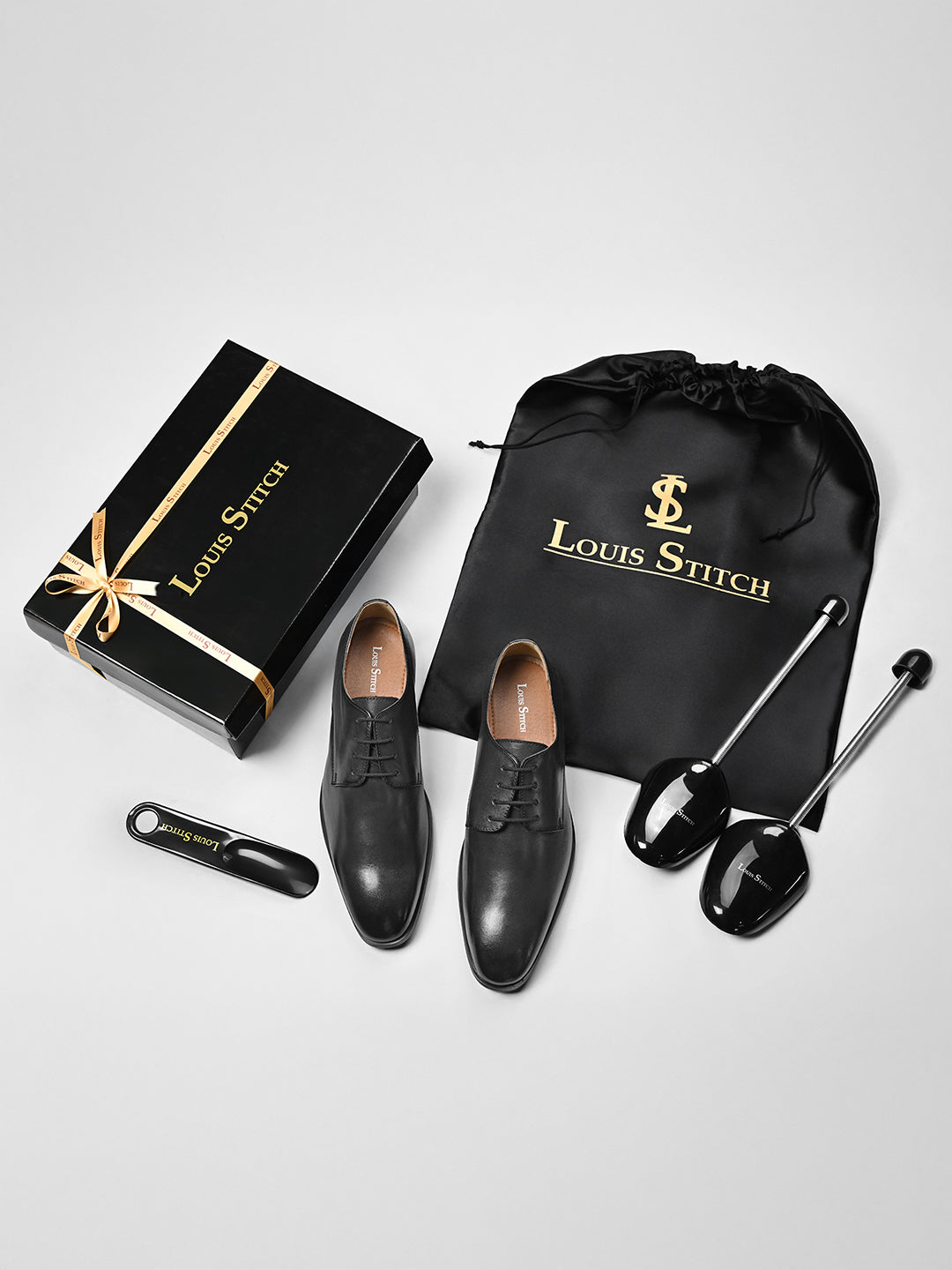 Jet Black Italian Crust Leather Formal Derby
