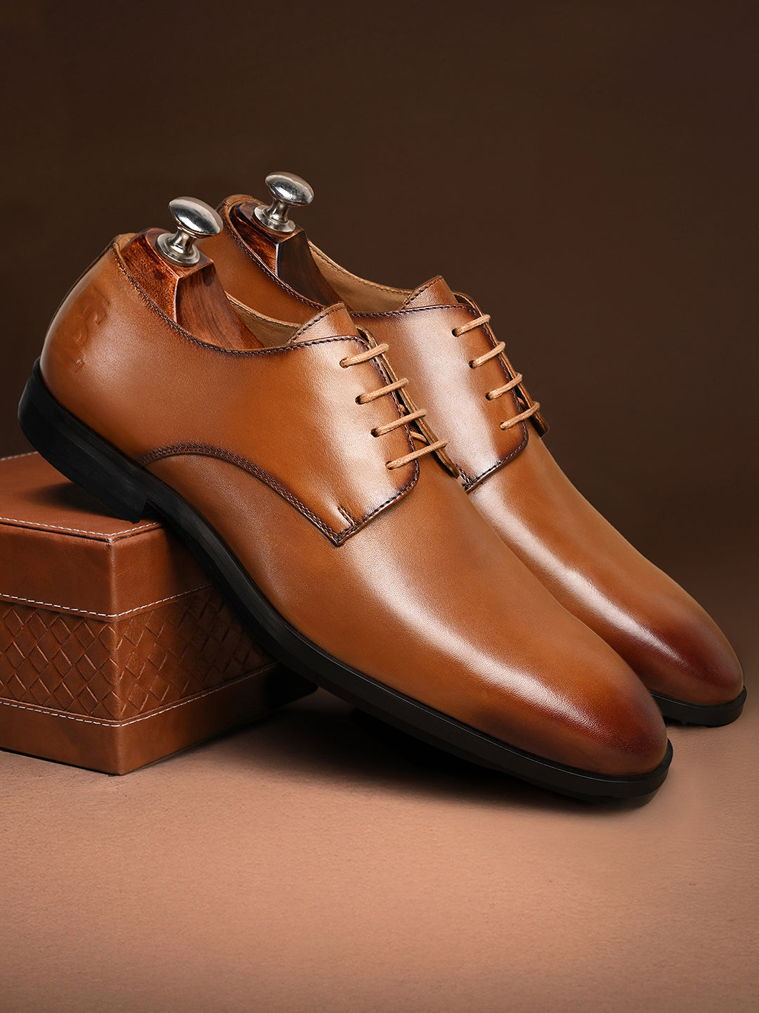 Russet Tan Italian Crust Leather Formal Derby