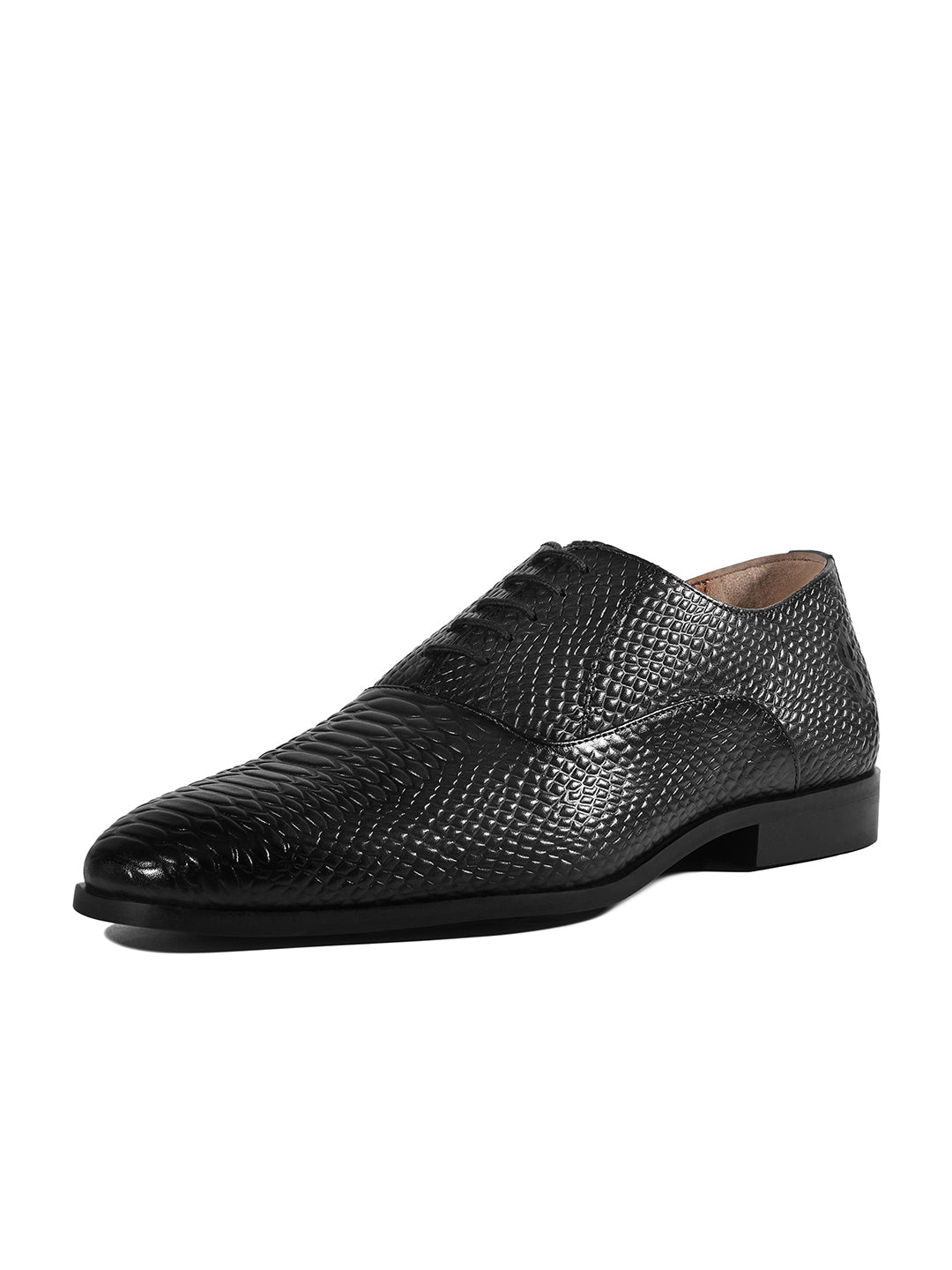 Jet Black Italian Crust Leather Formal Derby