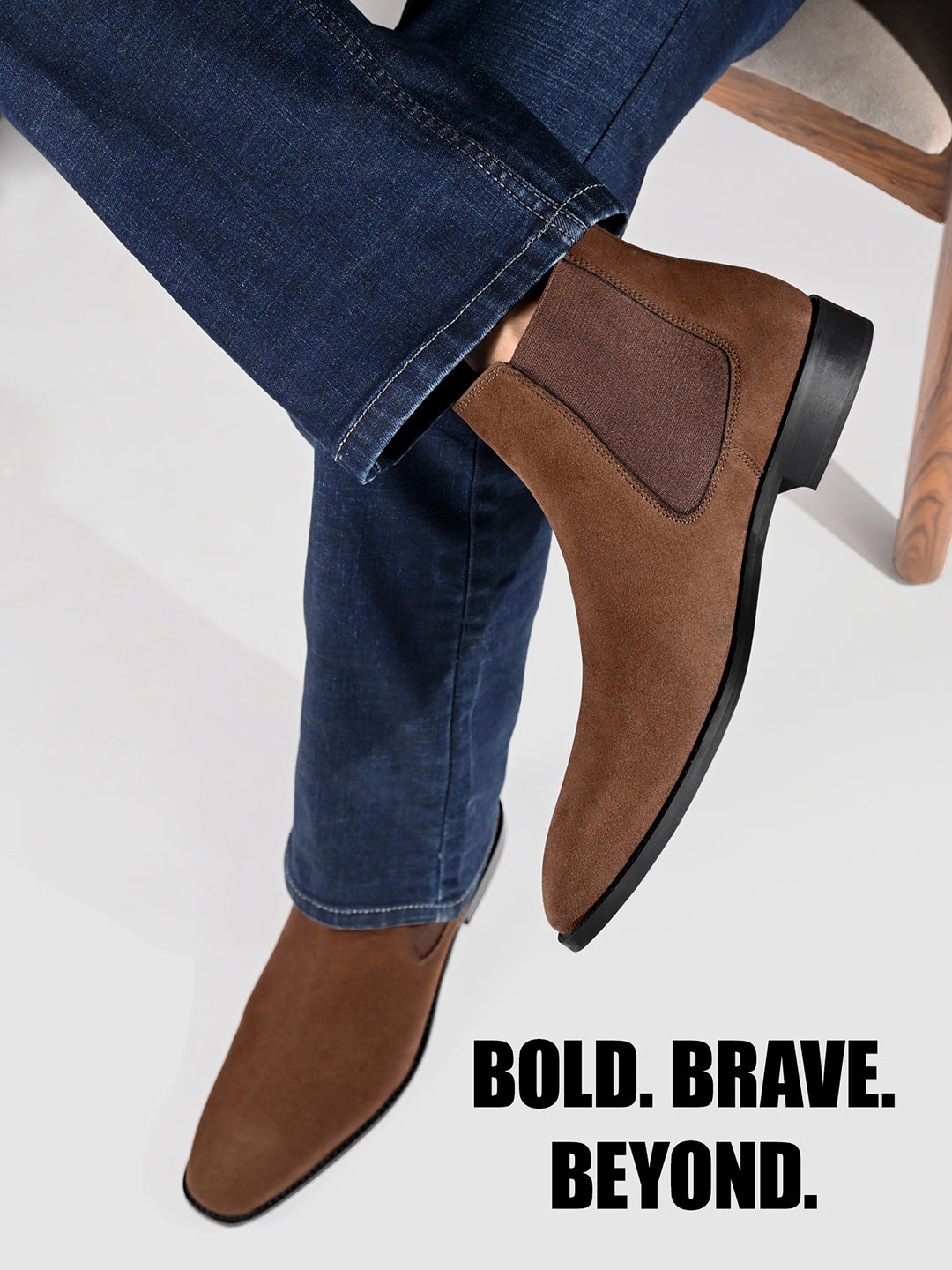 Brunette Brown Mid-Top Ankle Slip-On Chelsea Boots