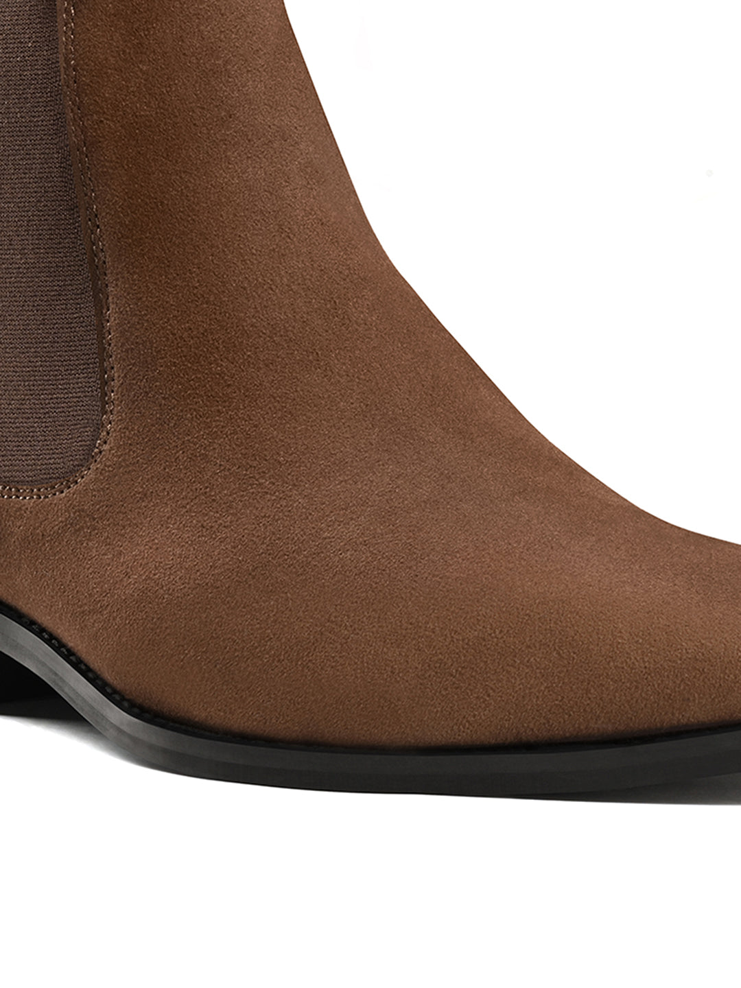 Brunette Brown Mid-Top Ankle Slip-On Chelsea Boots