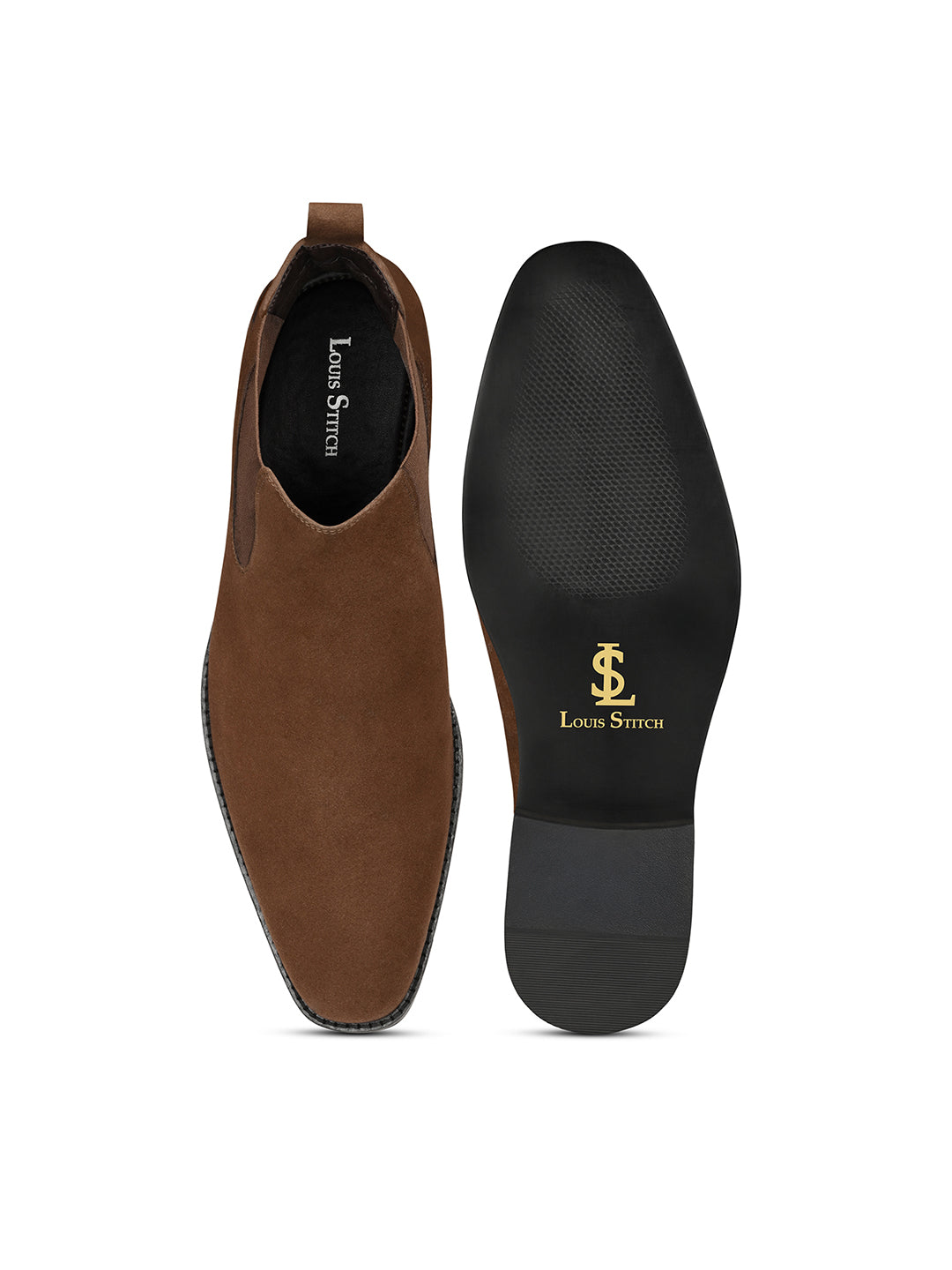 Brunette Brown Mid-Top Ankle Slip-On Chelsea Boots