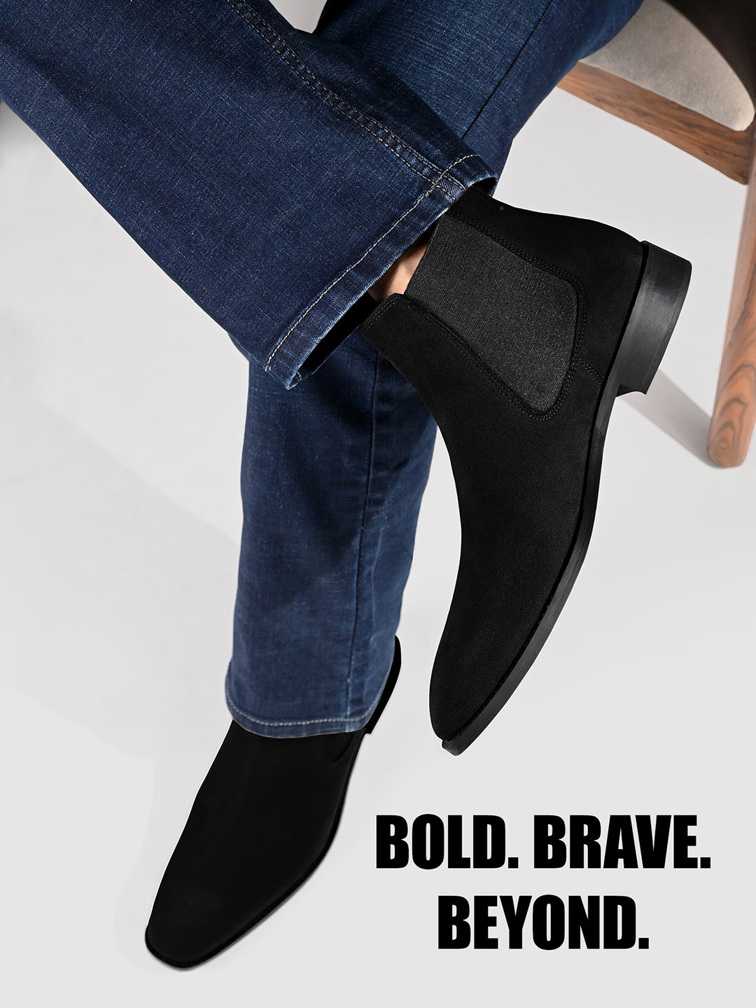 Charcoal Black Mid-Top Ankle Slip-On Chelsea Boots