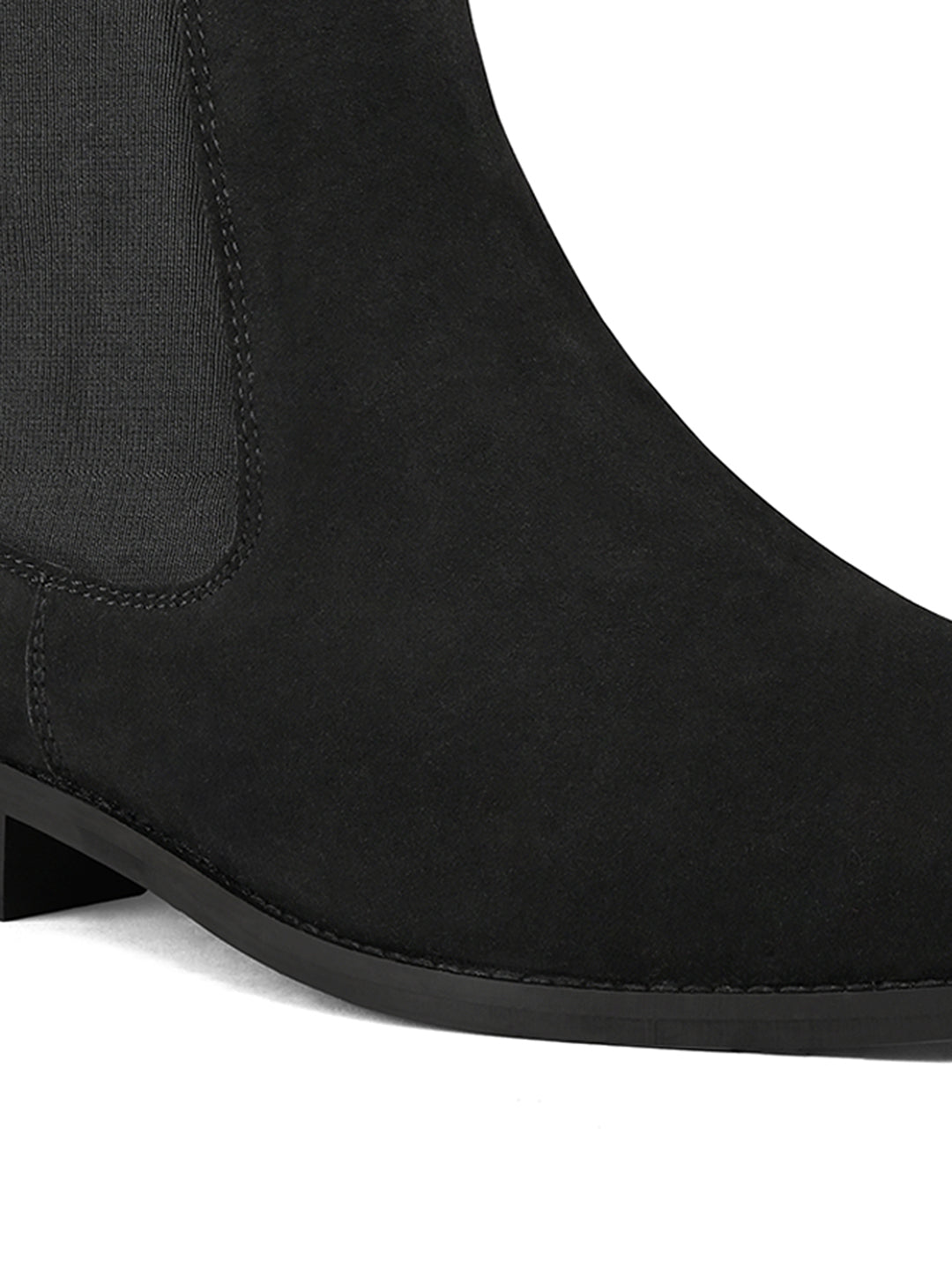Charcoal Black Mid-Top Ankle Slip-On Chelsea Boots