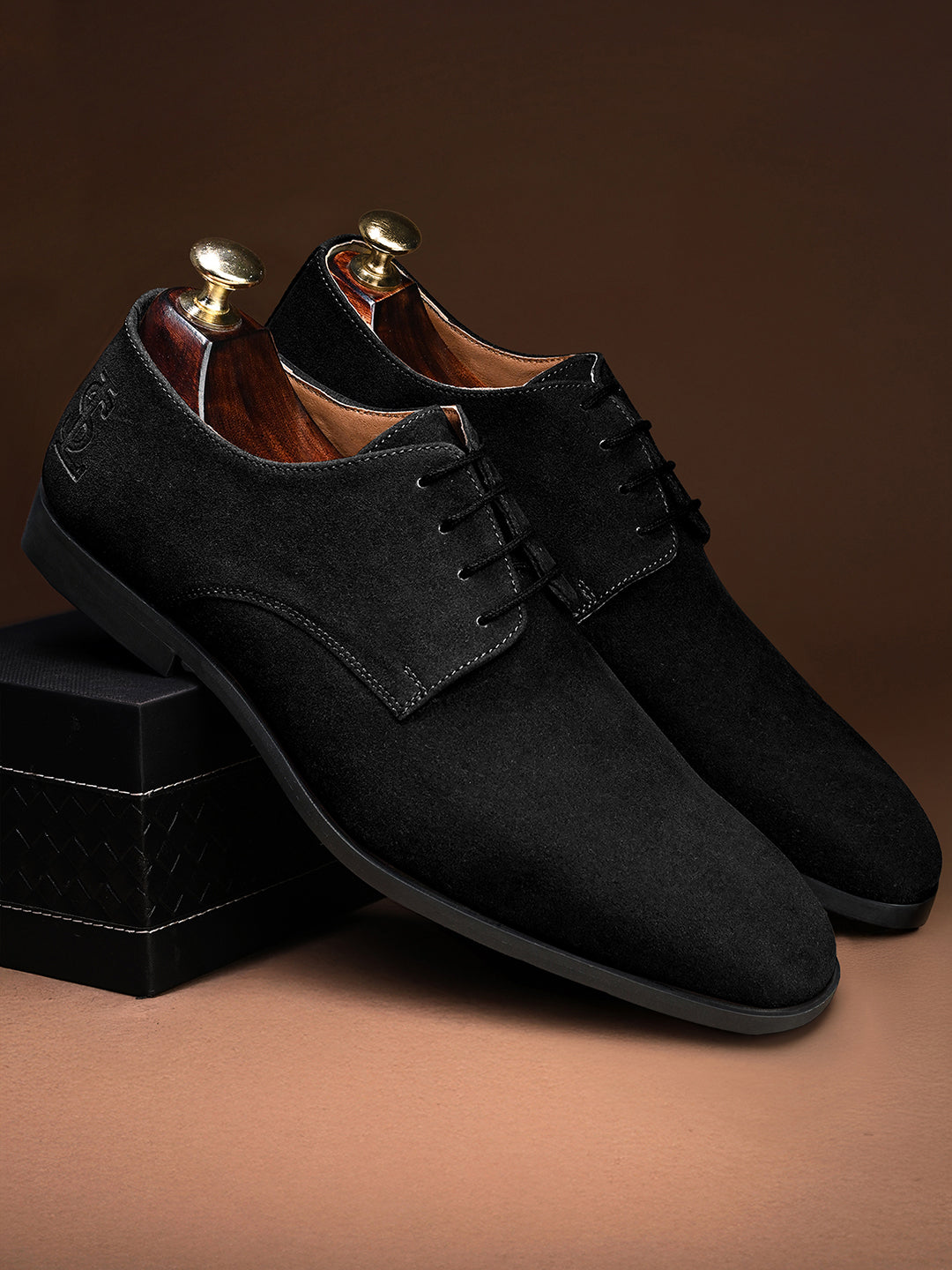 Jet Black Casual Lace-Up Derby Shoes