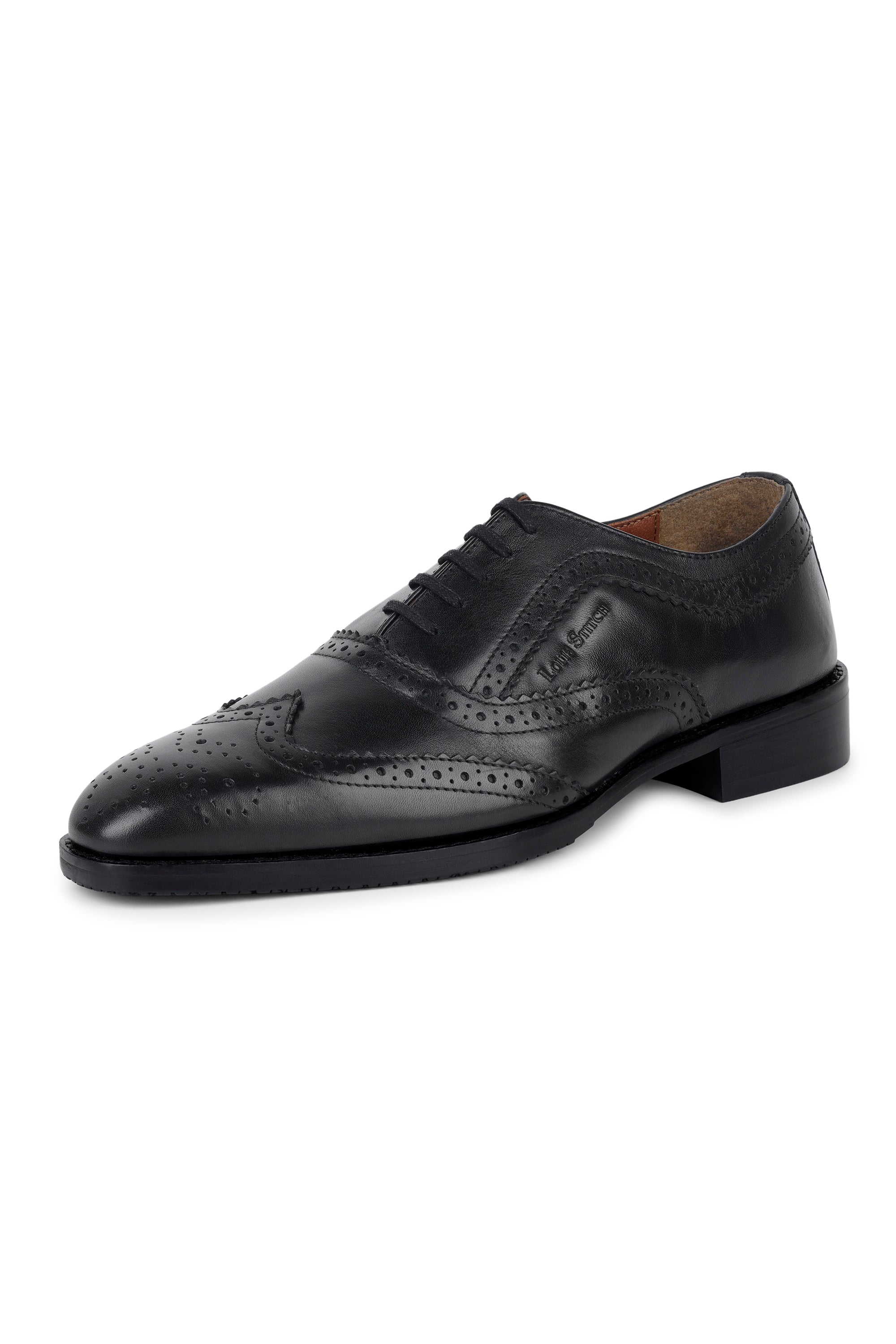 Jet Black Egyptian Crust Leather Brogue Style Comfortable Laceup Shoes