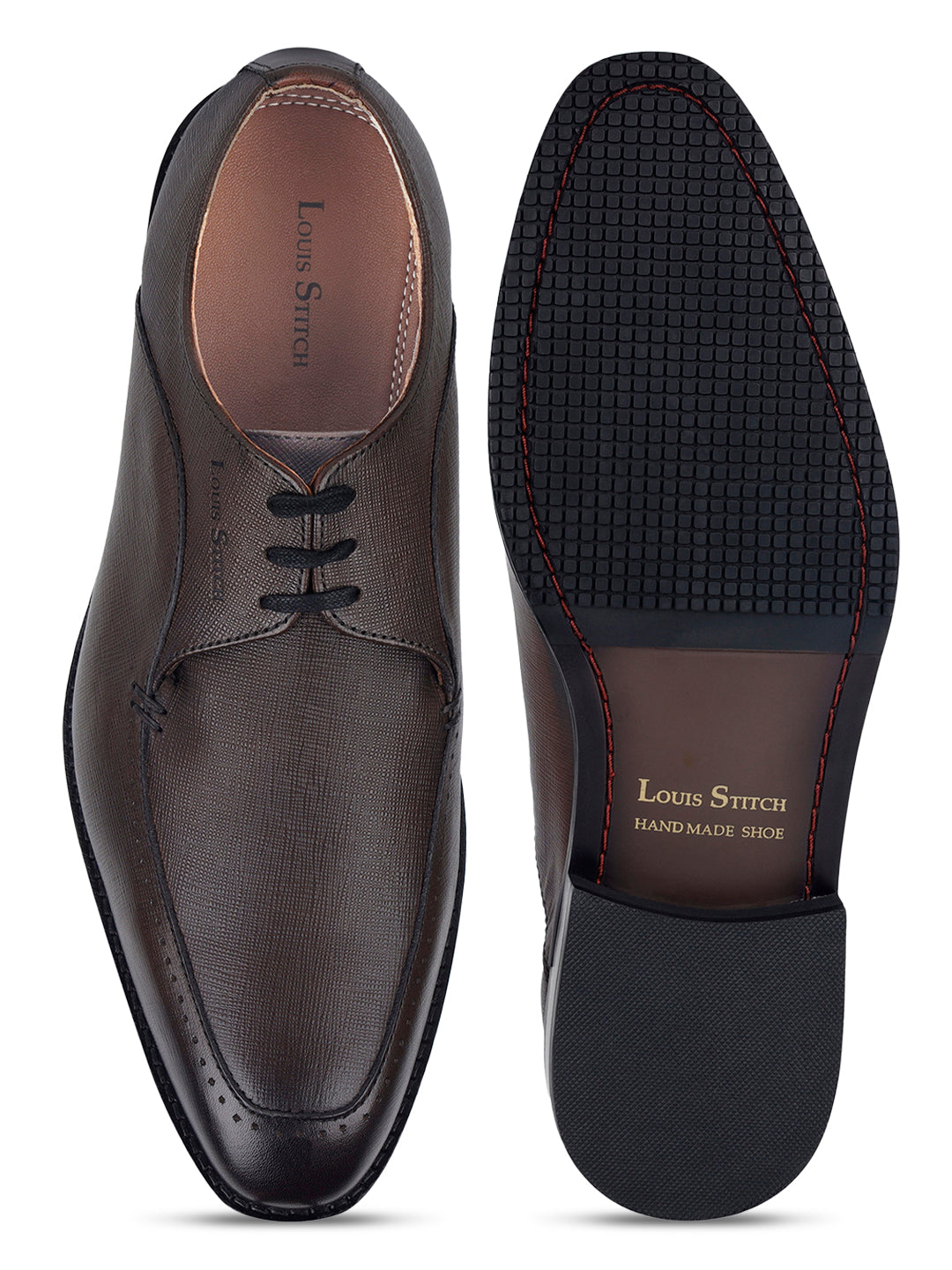 Brunette Brown Egyptian Crust Leather Derby Style Comfortable Laceup Shoes