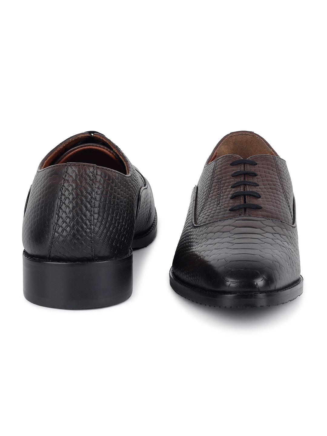 Brunette Brown Egyptian Crust Leather Derby Style Comfortable Laceup Shoes