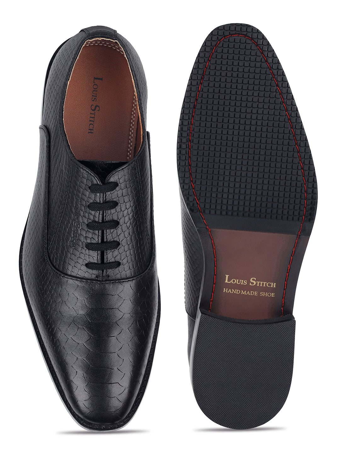 Jet Black Egyptian Crust Leather Derby Style Comfortable Laceup Shoes