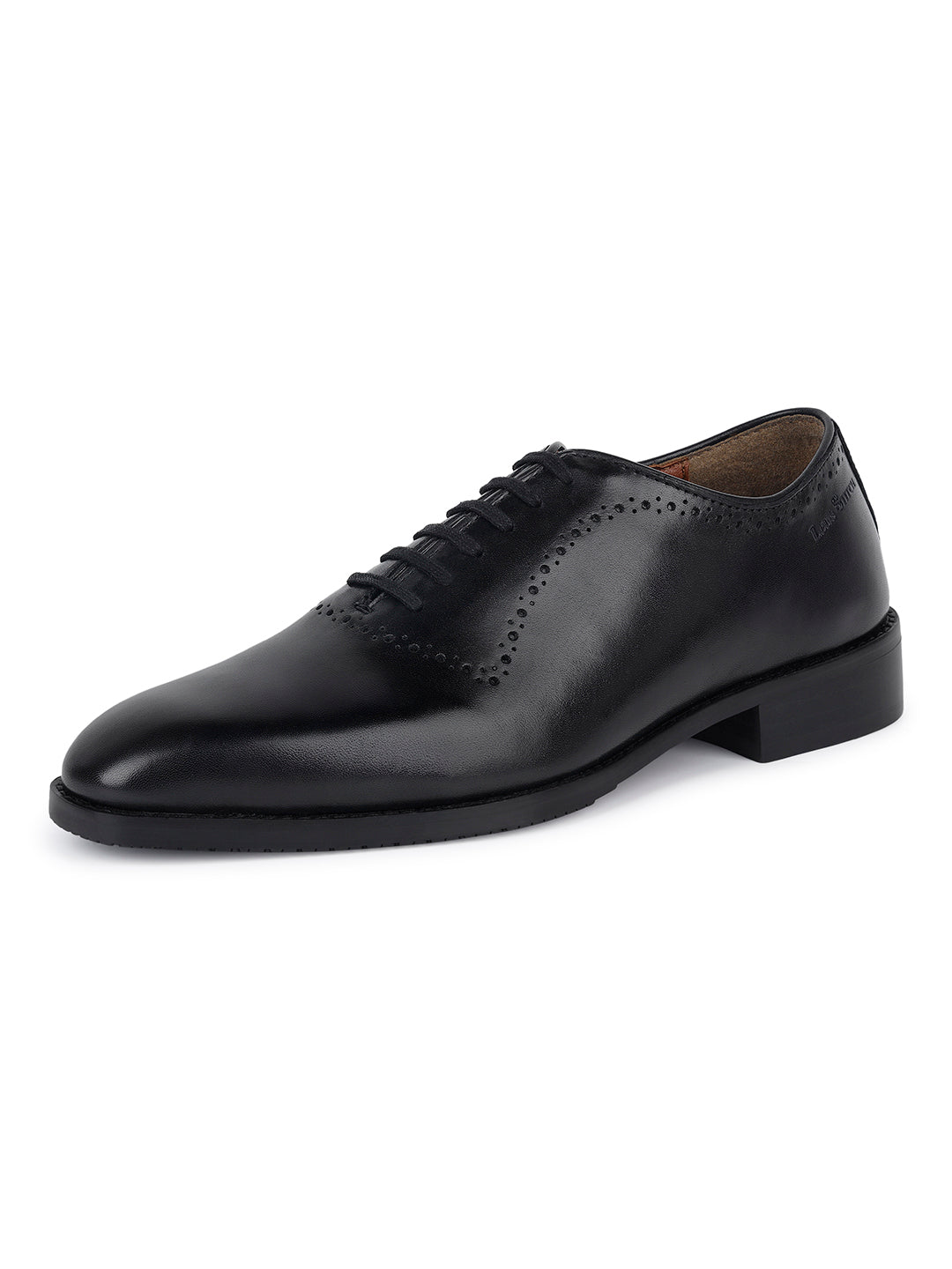 Jet Black Egyptian Crust Leather Derby Style Comfortable Laceup Shoes
