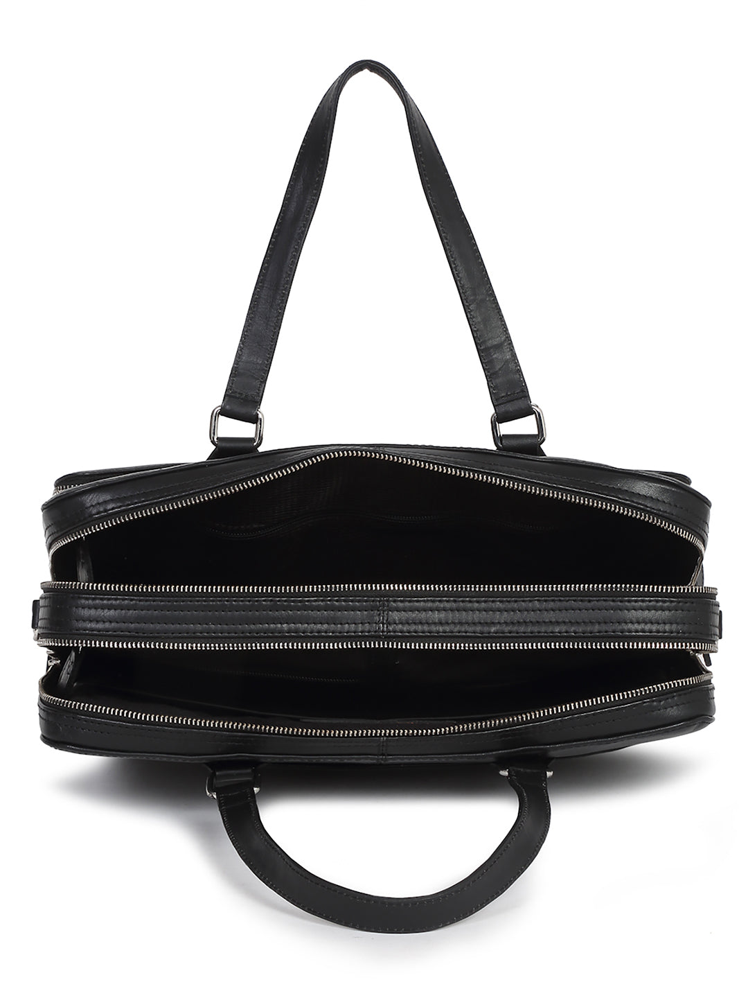 Men's Black Italian Leather Laptop Bag Multifunctional Executive Briefcase with Shoulder Strap