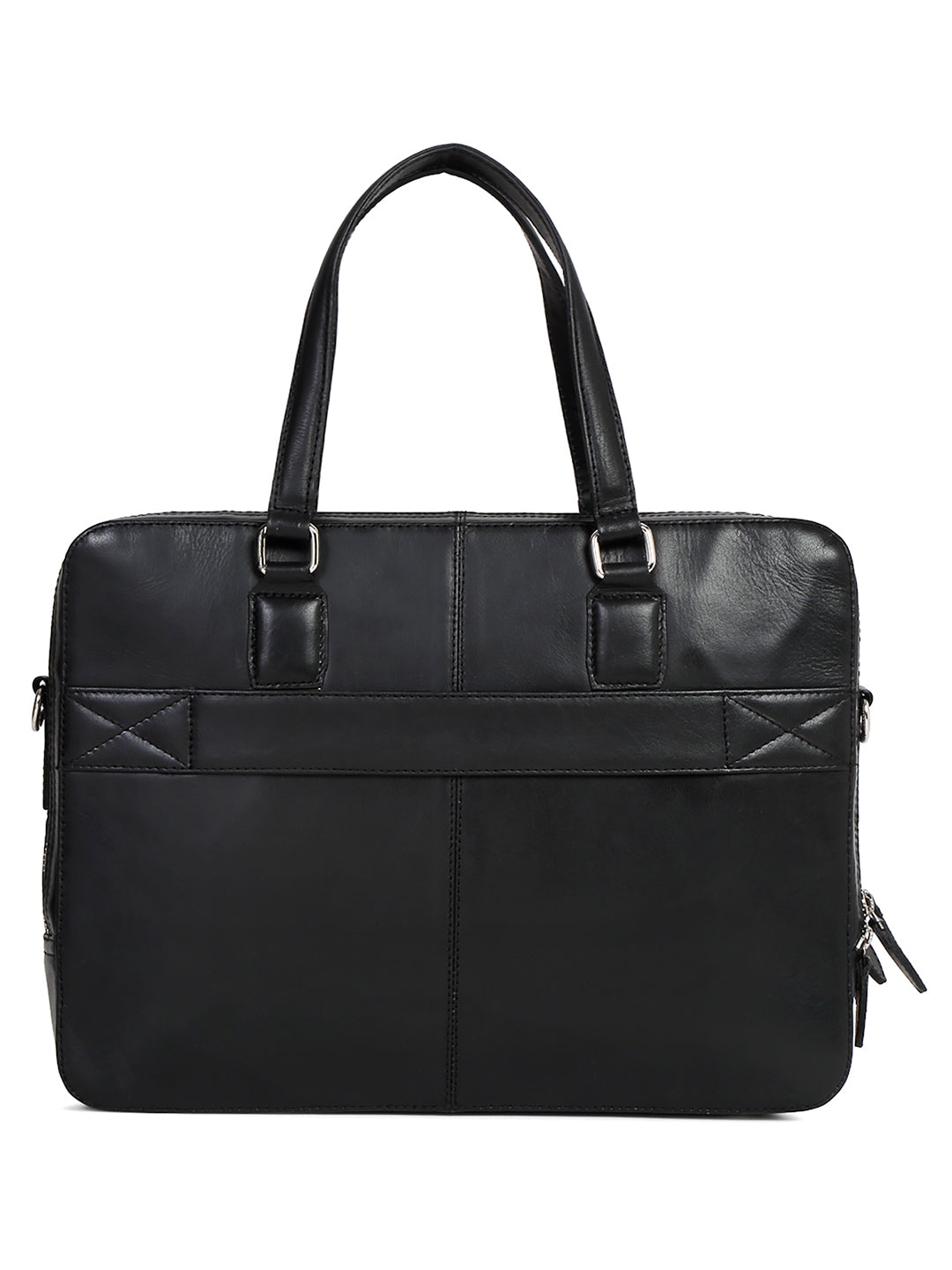 Men's Black Italian Leather Laptop Bag Multifunctional Executive Briefcase with Shoulder Strap