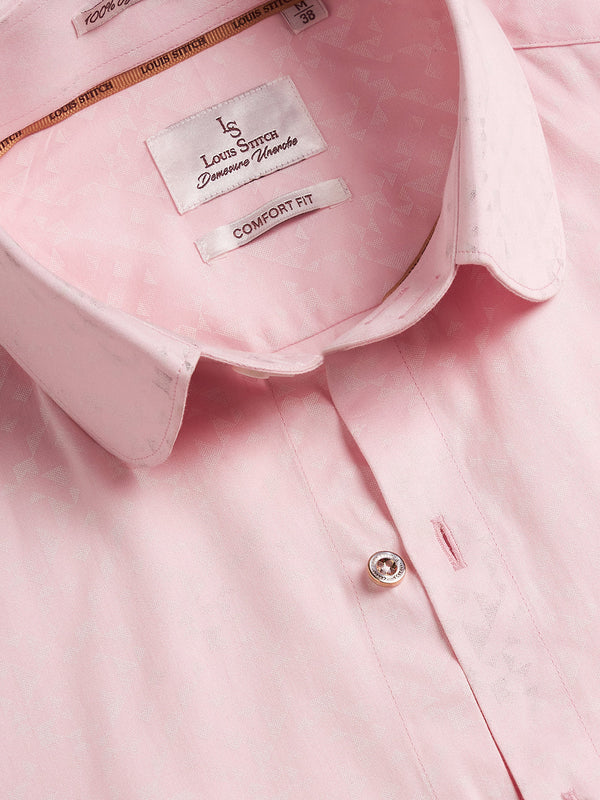 Regular Fit Formal Abstract Pink Shirt For Men