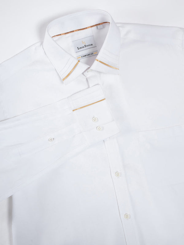 Regular Fit Solid White Shirt For Men