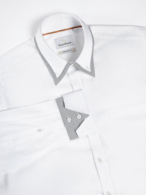 Regular Fit Solid White Shirt For Men