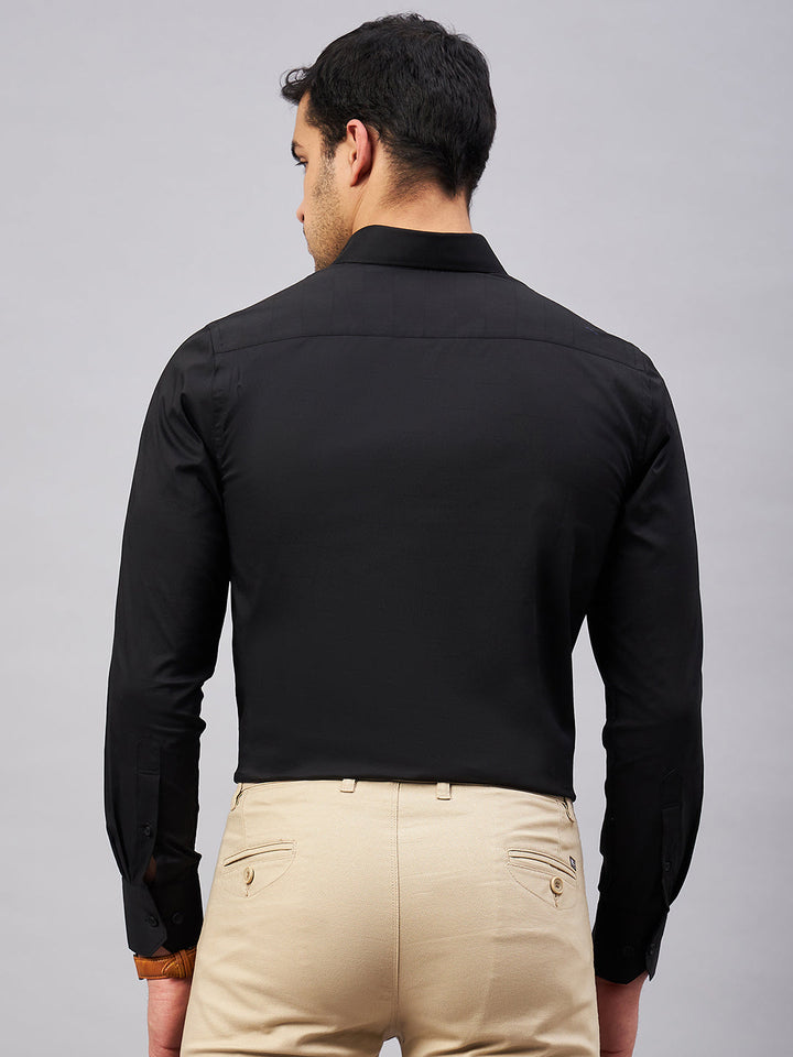 Black Men'S Cotton Half Sleeves Solid Formal Shirts