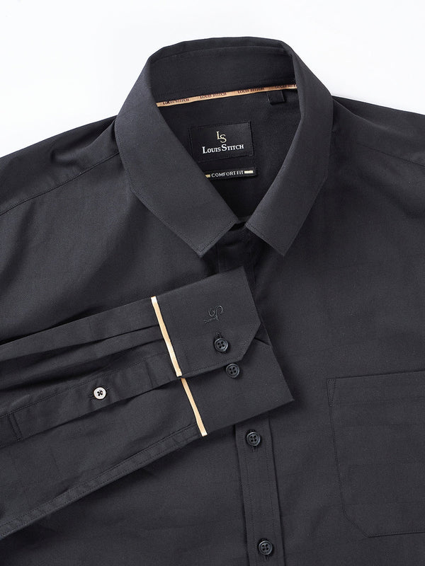 Regular Fit Solid Black Shirt For Men