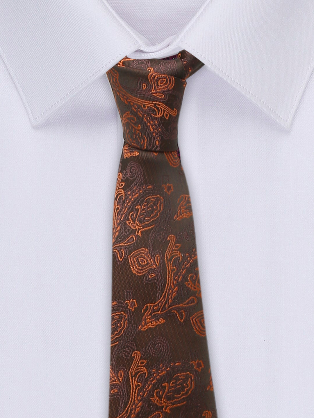 Coffee Brown Luxury Italian Silk Necktie Set With Pocket Square Chrome Tie pin