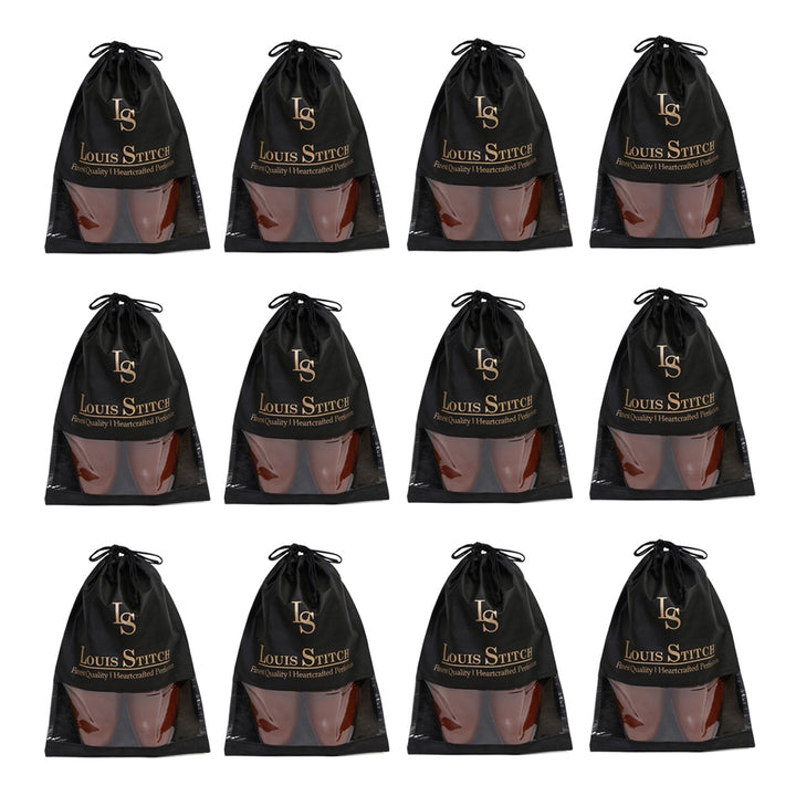  Non Woven Shoe Bag Pack Of  12 Black See-Thru
