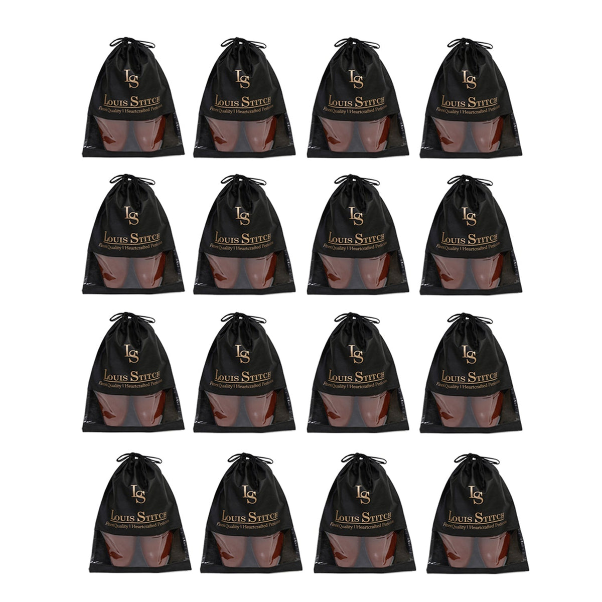 Non Woven Shoe Bag Pack Of  16 Black See-Thru