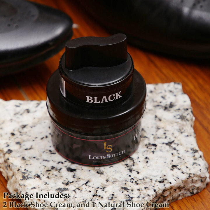  Black and Neutral Leather Shoe Cream with Applicator For Leather items