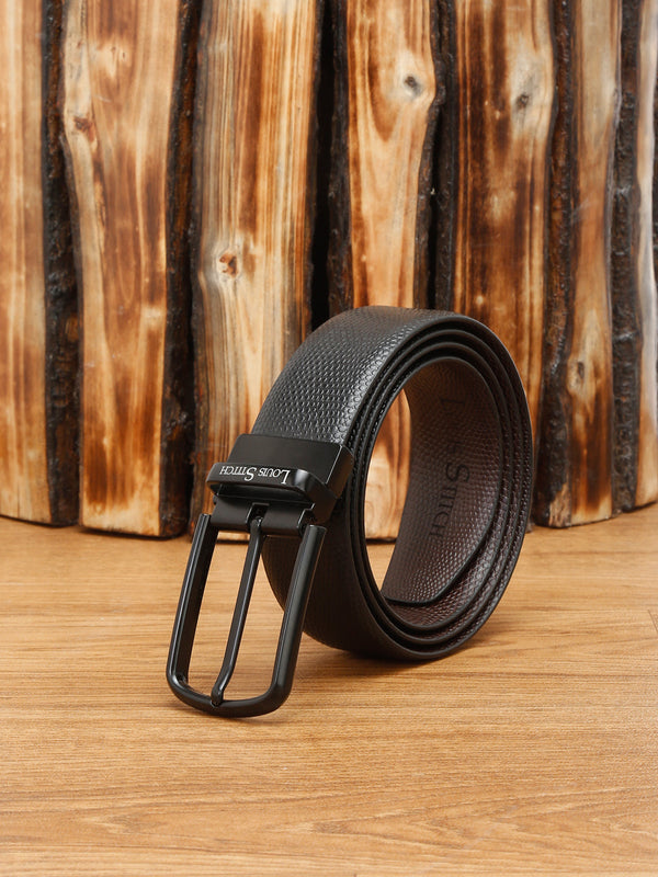 Men's Black & Brown Formal Italian Leather Reversible Belt For Men