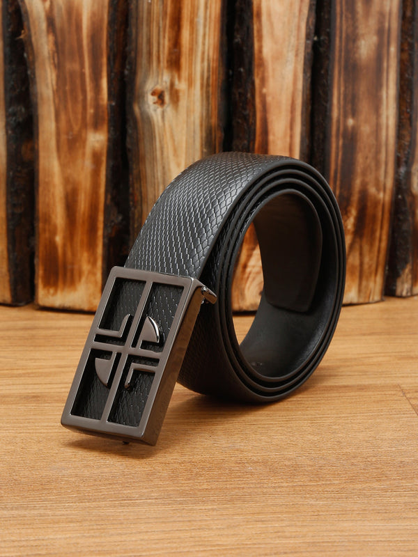 Black Men'S Black Italian Leather Handmade Belt With Nickel Buckle