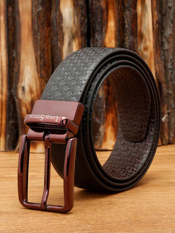 Men's Black & Brown Formal Italian Leather Reversible Belt For Men