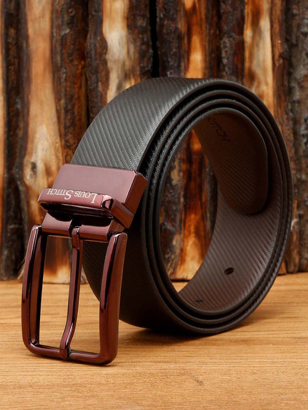 Black Men'S Black & Brown Formal Italian Leather Reversible Belt For Men