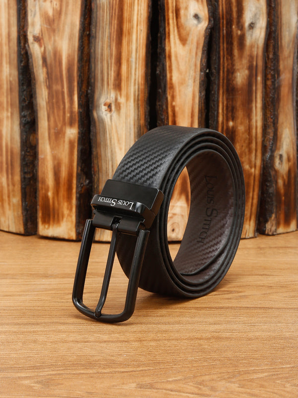 Black/Brown/Matt Gunmetal Men's Black & Brown Formal Italian Leather Reversible Belt For Men