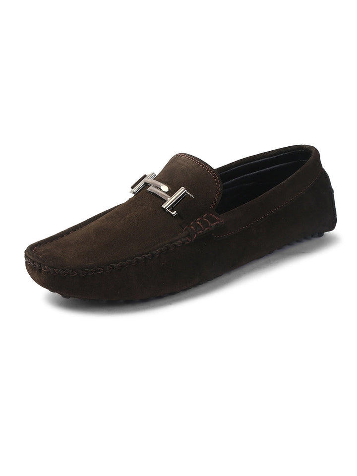 Brunette Brown Handmade Italian Suede Leather Penny Loafers