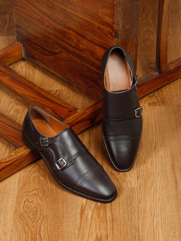 Italian Leather Double Monk Strap Shoes for Men