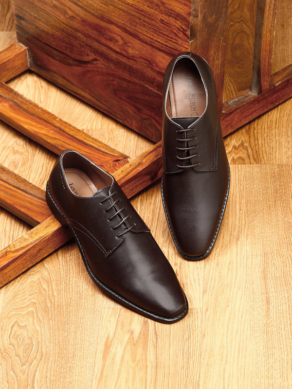 Italian Leather Derby Brunette Brown Shoes for Men