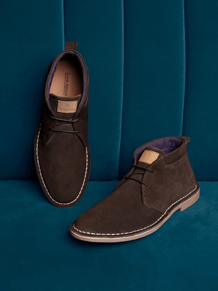 Bistre Brown Italian Suede Leather British Stitch Down Chukka Boots