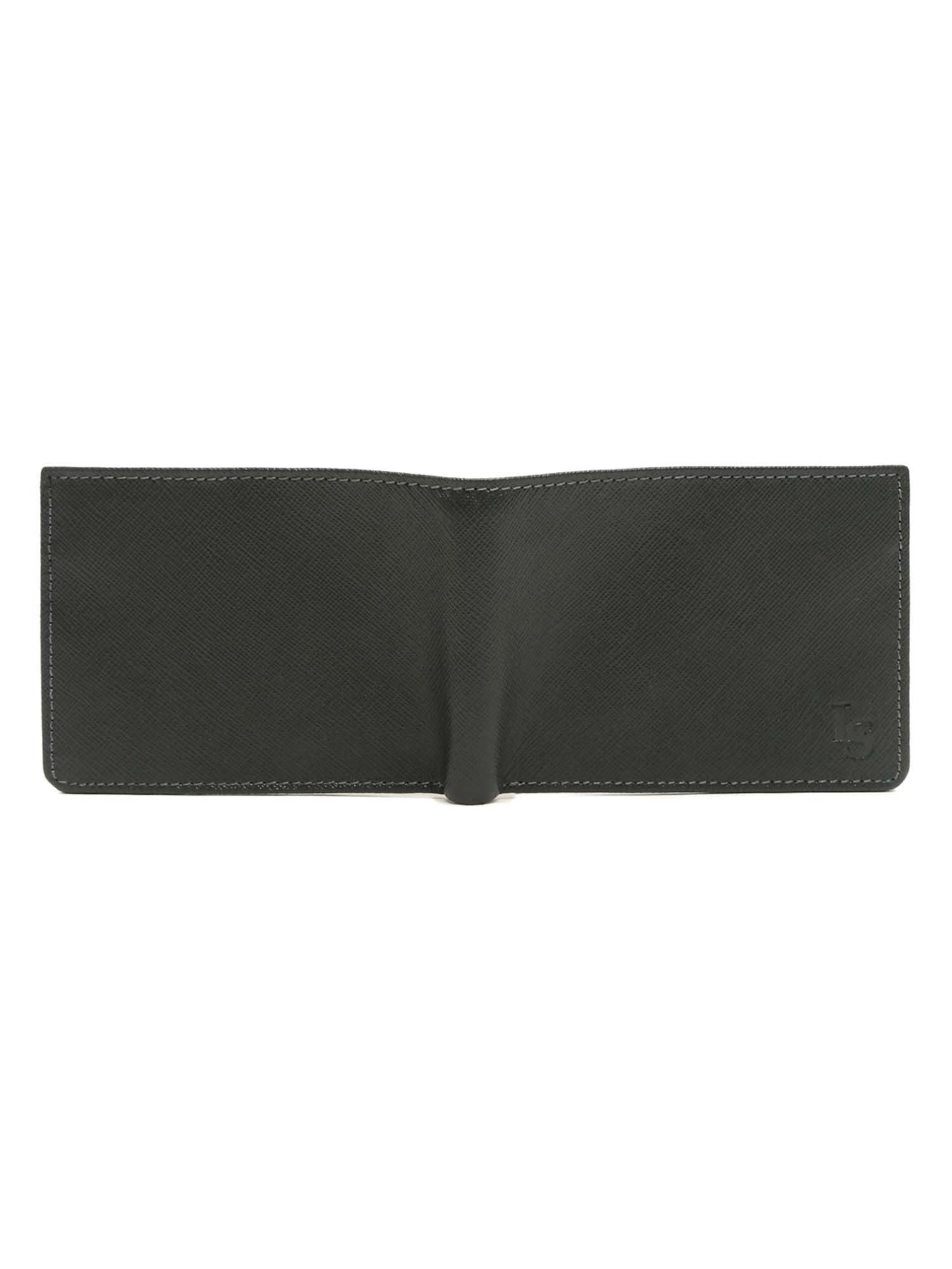 Grey Italian Saffiano Leather Zipper Wallet